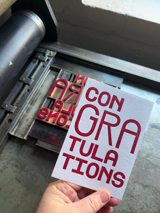 Congratulations - letterpress printed greeting card