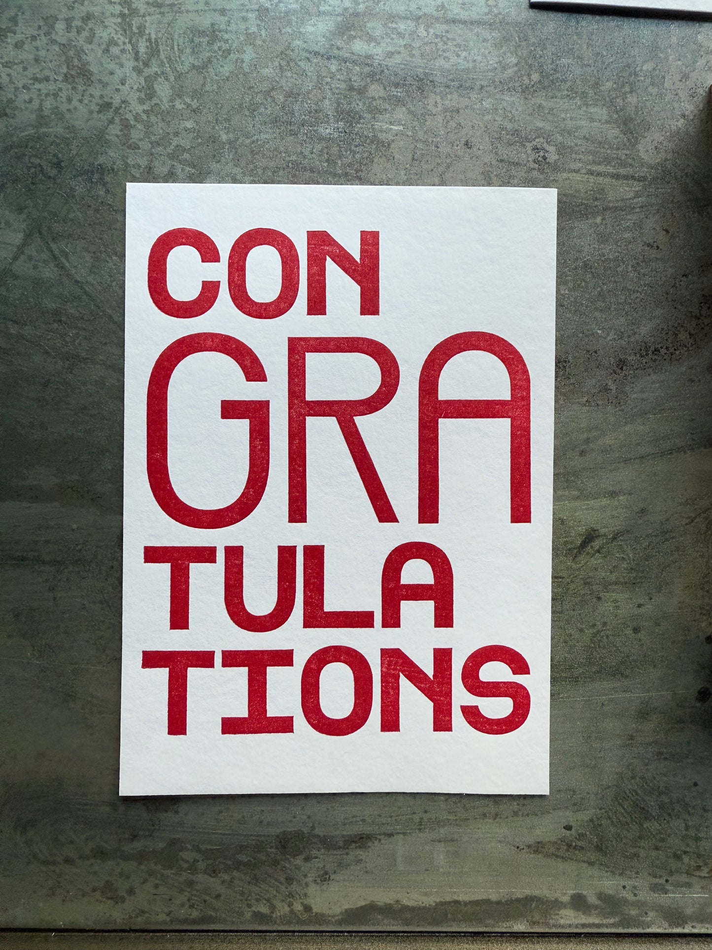 Congratulations - letterpress printed greeting card