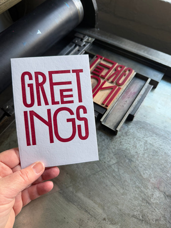 Greetings - letterpress printed greeting card