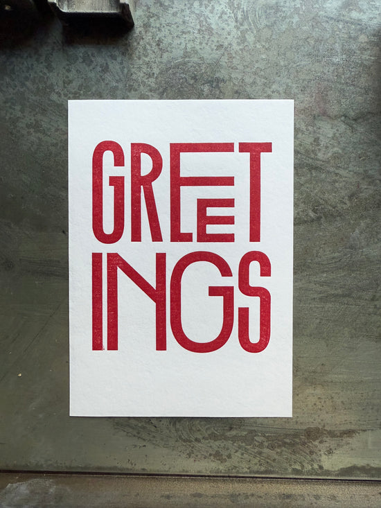 Greetings - letterpress printed greeting card