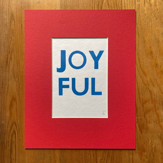 Joyful blue wood type - small poster