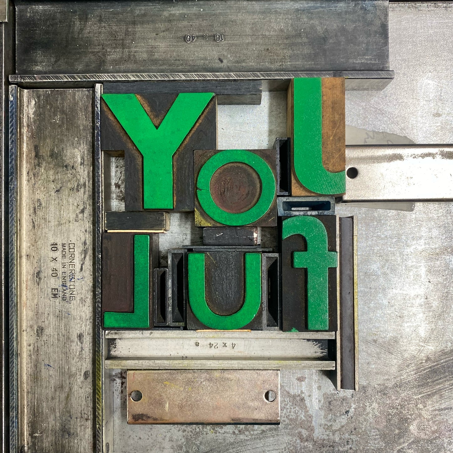 Joyful green wood type - small poster