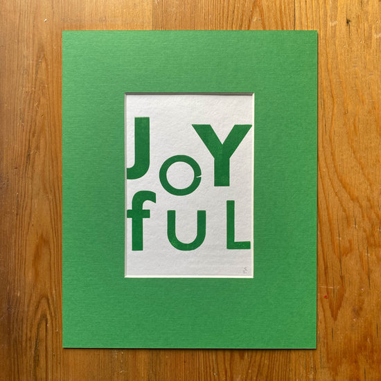 Joyful green wood type - small poster