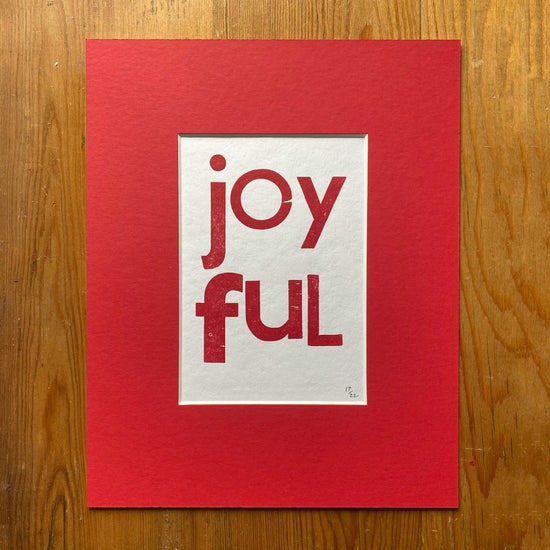 Joyful Red wood type - small poster