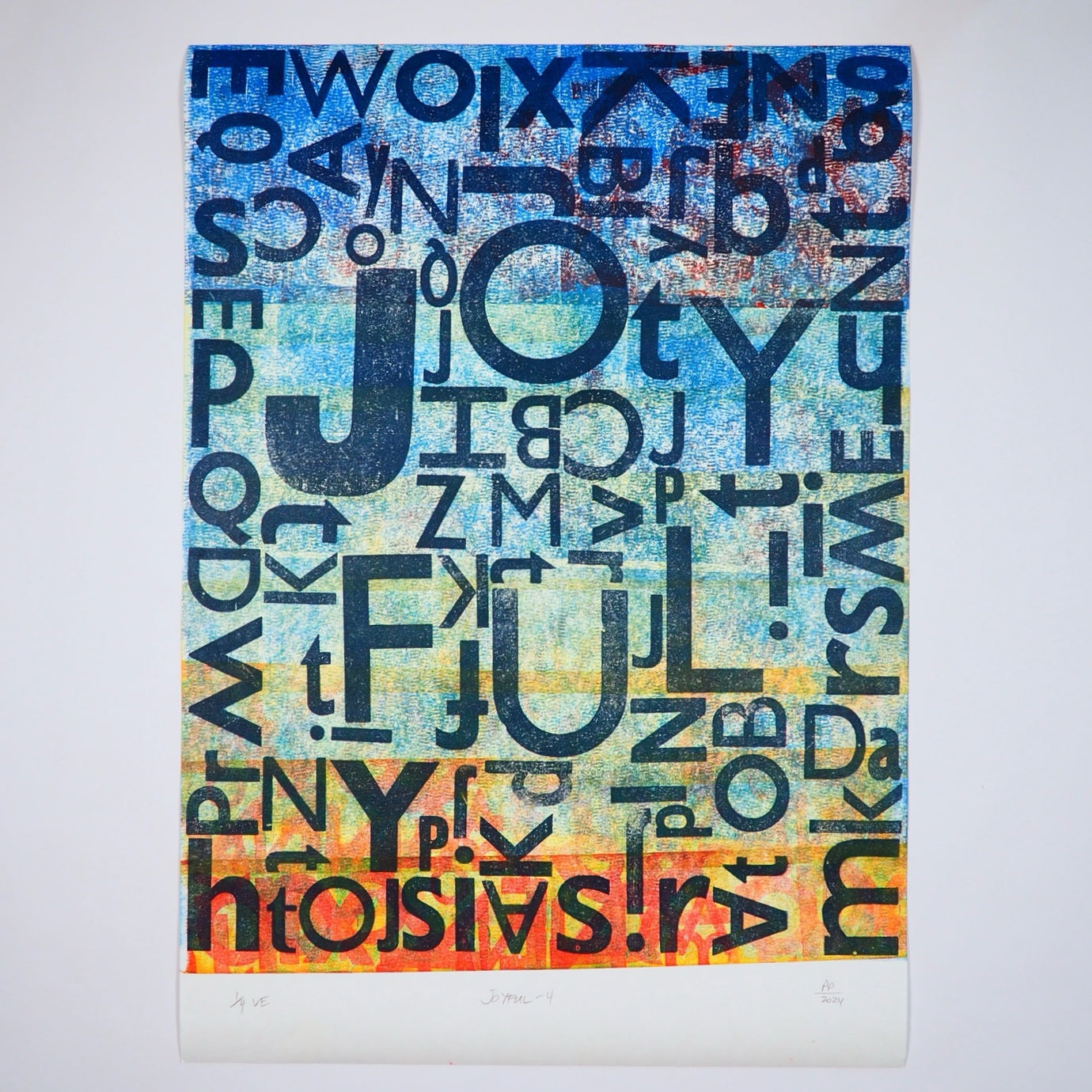 Hand-Printed Multicolour Joyful Poster – A Celebration of Colour and Craftsmanship