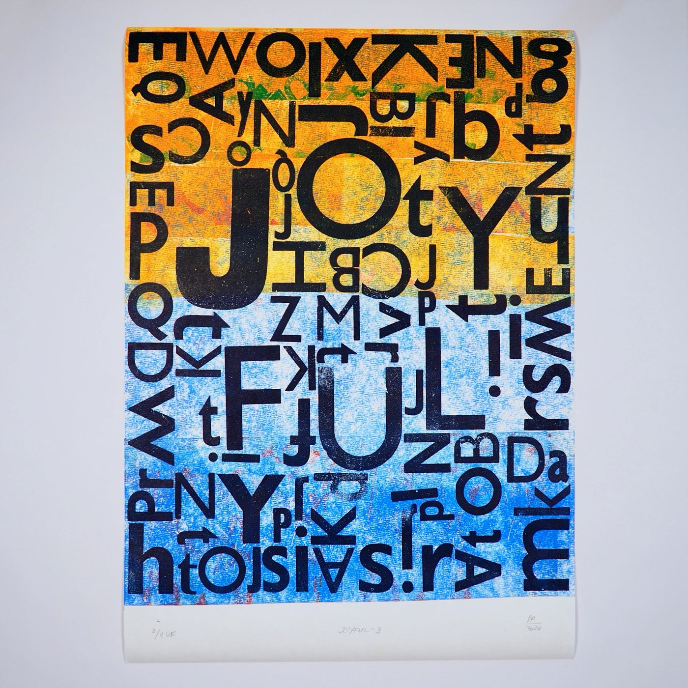 Hand-Printed Multicolour Joyful Poster – A Celebration of Colour and Craftsmanship