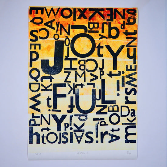 Hand-Printed Multicolour Joyful Poster – A Celebration of Colour and Craftsmanship