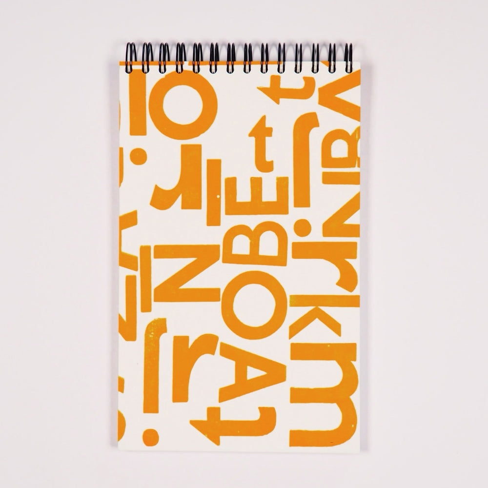 Hand-Printed Spiral Notebook with Wood Type Cover