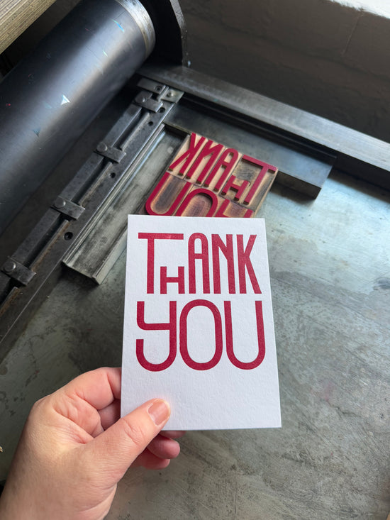 Thank you - letterpress printed greeting card