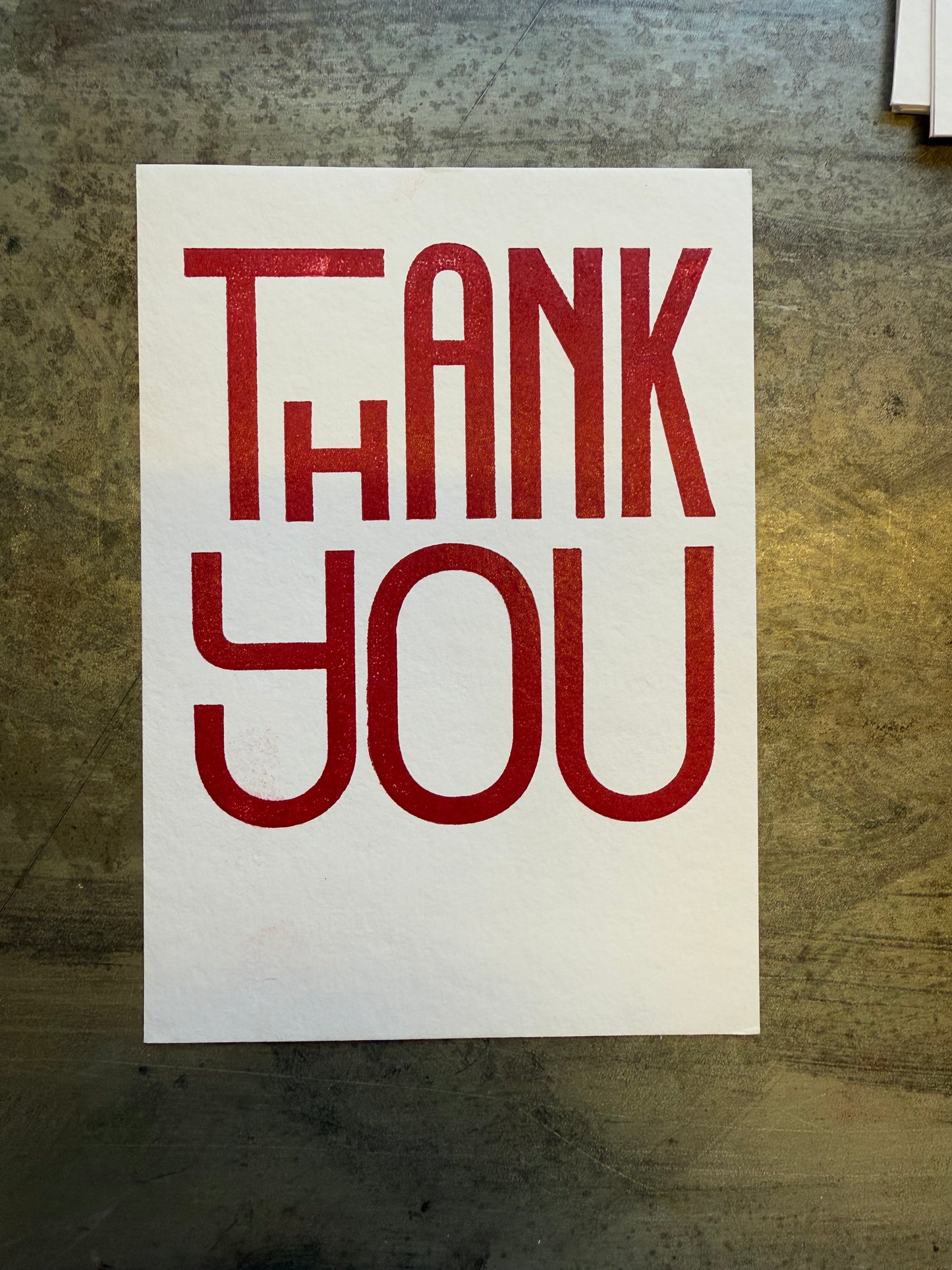 Thank you - letterpress printed greeting card